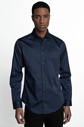 Tudors Slim Fit Koton Saten Premium Seri Erkek Gömlek - TUDORS