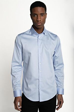 Tudors Slim Fit Koton Saten Premium Seri Erkek Gömlek - TUDORS