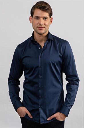 Tudors Slim Fit Koton Saten Premium Seri Erkek Gömlek