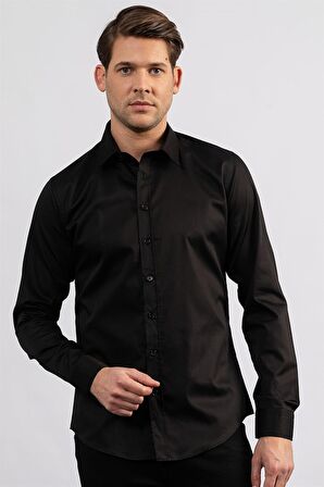 Tudors Slım Fıt %100 Koton Saten Premium Erkek Gömlek