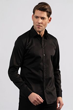 Tudors Slım Fıt %100 Koton Saten Premium Erkek Gömlek