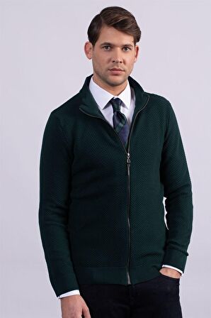 Tudors Desenli Yarım Balıkçı Yaka Fermuarlı Erkek Hırka