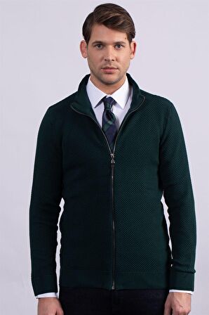 Tudors Desenli Yarım Balıkçı Yaka Fermuarlı Erkek Hırka