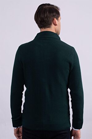 Tudors Desenli Yarım Balıkçı Yaka Fermuarlı Erkek Hırka