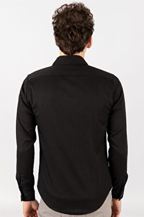 Tudors Slim Fit Düz Cepli Gabardin Erkek Gömlek