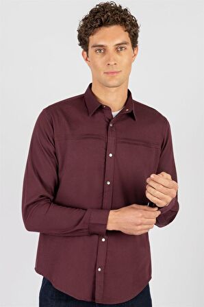 Tudors Slim Fit Uzun Kol Metal Düğme Denim  Erkek Gömlek