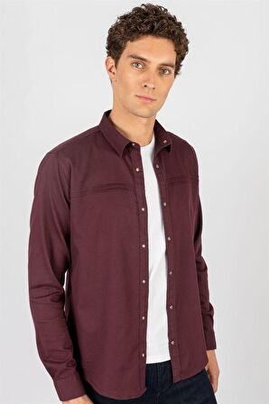 Tudors Slim Fit Uzun Kol Metal Düğme Denim  Erkek Gömlek