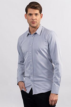 Tudors Modern Slim Fit Dar Kesim Armürlü Erkek Gömlek