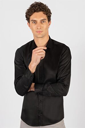 Tudors Modern Slim Fit Dar Kesim Düz Erkek Gömlek