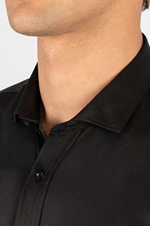 Tudors Modern Slim Fit Dar Kesim Düz Erkek Gömlek