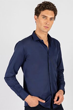Tudors Modern Slim Fit Dar Kesim Düz Erkek Gömlek