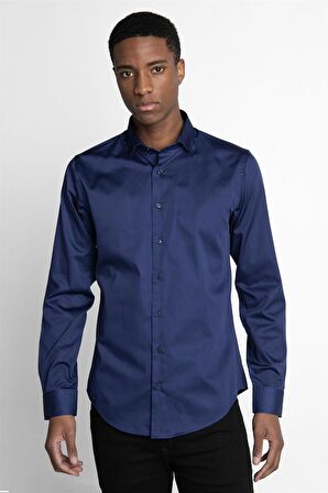 Tudors Slim Fit Koton Saten Premium Seri Erkek Gömlek