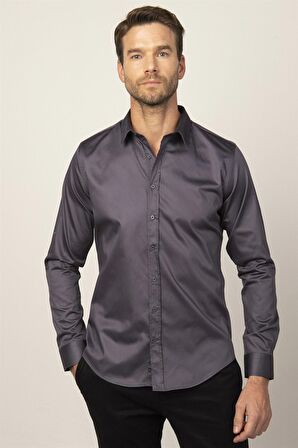Tudors Slım Fıt %100 Koton Saten Premium Erkek Gömlek