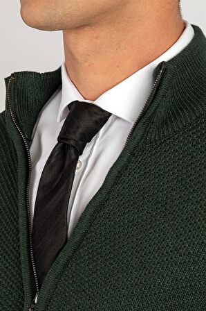 Tudors Slim Fit Dar Kesim Kendinden Desenli Erkek Hırka