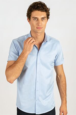 Tudors Modern Slim Fit Kısa Kol Kravat Yaka Gömlek
