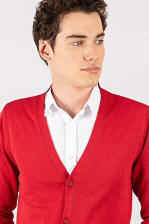 Tudors Slim Fit Düz Pamuk Erkek Hırka