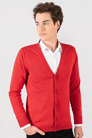 Tudors Slim Fit Düz Pamuk Erkek Hırka