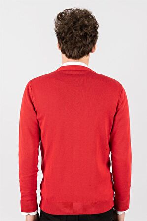 Tudors Slim Fit Düz Pamuk Erkek Hırka