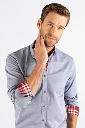 Tudors Klasik Fit Rahat Kesim Poplin Oxford Erkek Gömlek