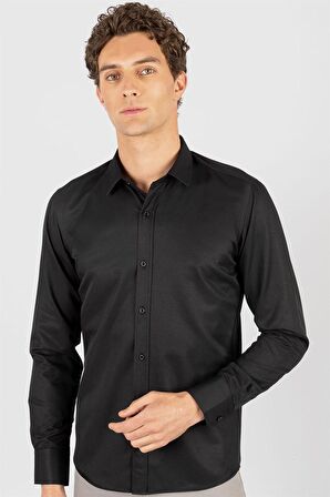Tudors Modern Slim Fit Dar Kesim Armürlü Erkek Gömlek