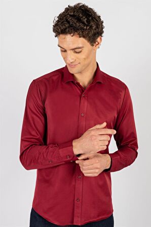 Tudors Modern Slim Fit Dar Kesim Düz Erkek Gömlek