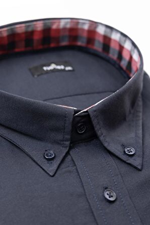 Battal Uzun Kol Oxford Doku Poplin Garnili Düğmeli Yaka Erkek Gömlek