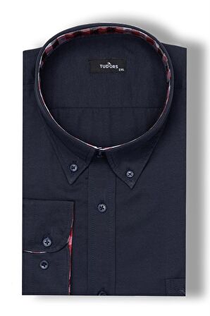 Battal Uzun Kol Oxford Doku Poplin Garnili Düğmeli Yaka Erkek Gömlek