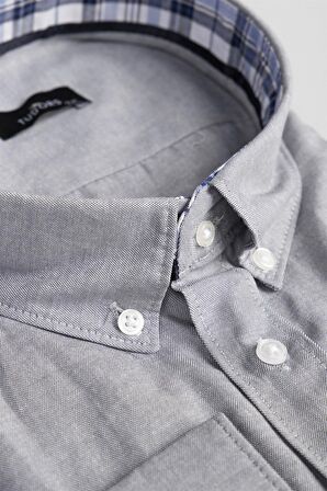 Tudors Battal Uzun Kol  Düğmeli Yaka Erkek Gömlek BT220008-715