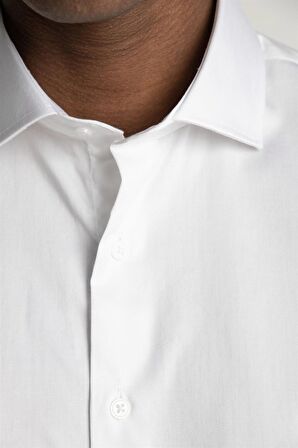 Tudors Slım Fıt Uzun Kol Yüksek Yaka Premium Seri Cotton Saten Gömlek