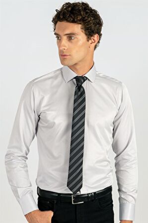 Tudors Modern Slim Fit Düz Saten Erkek Gömlek