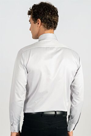 Tudors Modern Slim Fit Düz Saten Erkek Gömlek