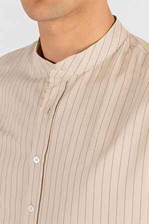 Tudors Slim Fit Uzun Kol Çizgili Hakim Yaka Erkek Gömlek