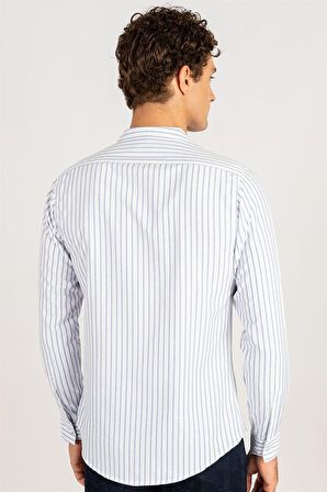Tudors Slim Fit Uzun Kol Çizgili Hakim Yaka Erkek Gömlek
