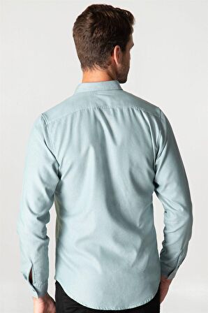 Tudors Slım Fit Yıkamalı Denım Düz Çift Cep Gömlek