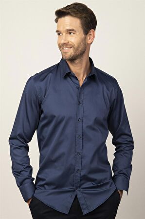 Tudors Modern Slim Fit Koton Saten Premium Seri Erkek Gömlek