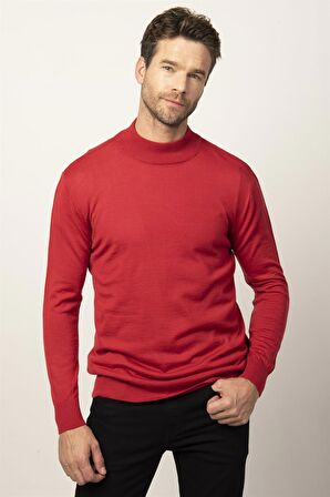 Tudors Slim Fit Dar Kesim Yarım Balıkçı Yaka Düz Erkek Kazak