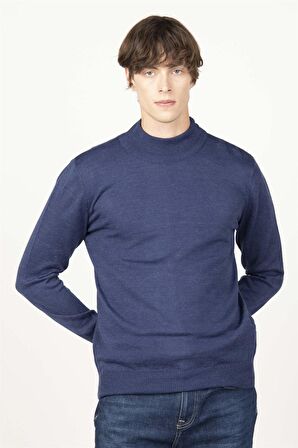 Tudors Slim Fit Dar Kesim Yarım Balıkçı Yaka Düz Erkek Kazak