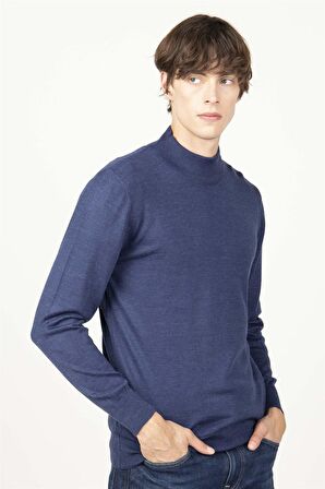 Tudors Slim Fit Dar Kesim Yarım Balıkçı Yaka Düz Erkek Kazak