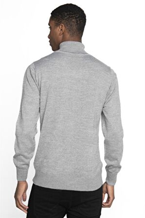 Tudors Slim Fit Dar Kesim Tam Boğazlı Yaka Düz Yün Erkek Kazak - TUDORS