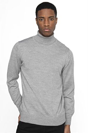 Tudors Slim Fit Dar Kesim Tam Boğazlı Yaka Düz Yün Erkek Kazak - TUDORS