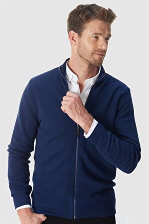 Tudors Desenli Yarım Balıkçı Yaka Fermuarlı Erkek Hırka