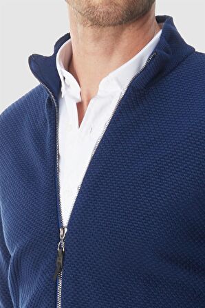 Tudors Desenli Yarım Balıkçı Yaka Fermuarlı Erkek Hırka