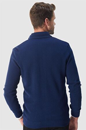 Tudors Desenli Yarım Balıkçı Yaka Fermuarlı Erkek Hırka