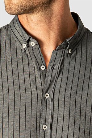 Slim Fit Uzun Kol Çizgili Erkek Gömlek