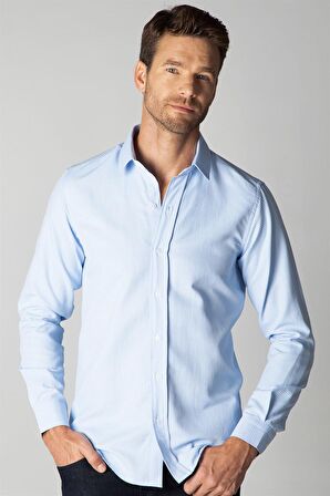 Tudors Modern Slim Fit Dar Kesim Armürlü Erkek Gömlek