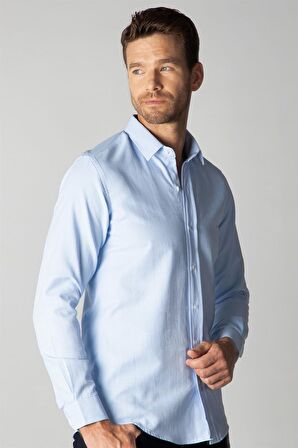 Tudors Modern Slim Fit Dar Kesim Armürlü Erkek Gömlek