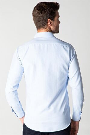 Tudors Modern Slim Fit Dar Kesim Armürlü Erkek Gömlek