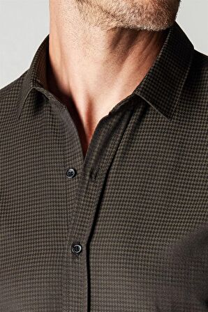 Tudors Modern Slim Fit Dar Kesim Armürlü Erkek Gömlek