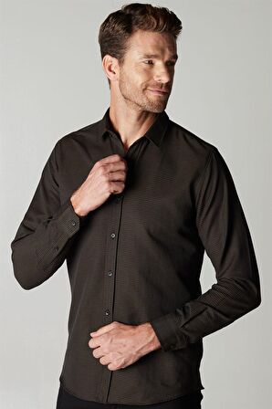 Tudors Modern Slim Fit Dar Kesim Armürlü Erkek Gömlek
