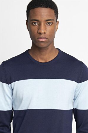  Slim Fit Dar Kesim Bisiklet Yaka Desenli Erkek Kazak - TUDORS